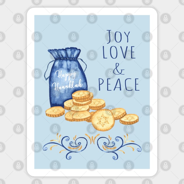 Hanukkah Watercolor C Magnet by Jean Plout Designs